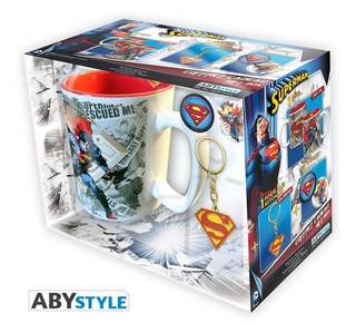 DC COMICS - Pck Mug + Keychains + Badges "Superman