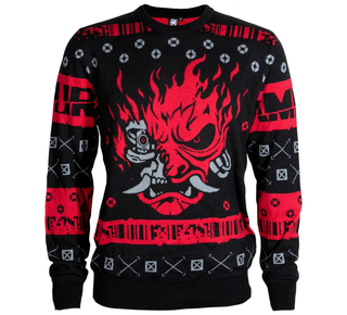 Cyberpunk 2077 Cheer Up Samurai Ugly Holiday Sweater Black, S