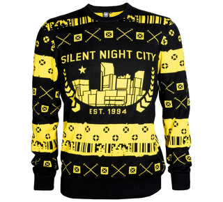 Cyberpunk 2077 Silent Night City Ugly Holiday Sweater, Μαύρο, M