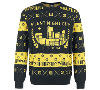 Cyberpunk 2077 Silent Night City Ugly Holiday Sweater, Black, M