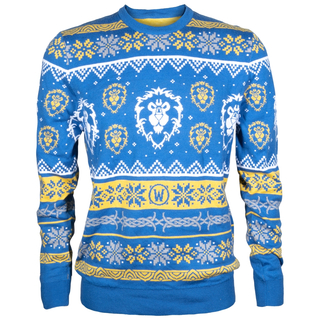 Jinx World of Warcraft - Alliance  Ugly Holiday Sweater Royal Blue, S