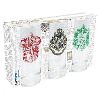 Harry Potter - Roxfort, Griffendél és Szlitherin 3 db-os pohár készlet, 290 ml