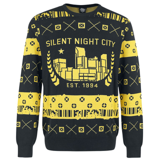 Cyberpunk 2077 Silent Night City Ugly Holiday Sweater, Μαύρο, M