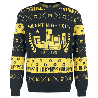 Cyberpunk 2077 Silent Night City Ugly Holiday Sweater, Black, L