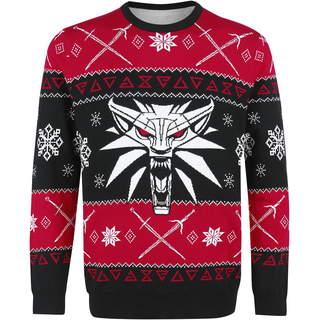 The Witcher 3 Dreaming Of A White Wolf Ugly Holiday Sweater, Black, XL
