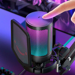 FIFINE A6T Colorful usb RGB gaming microphone with Boom Arm-Black