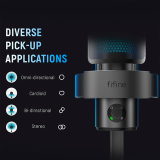 Fifine A9 Recording RGB Condenser Microphone with four polar pattern, Black